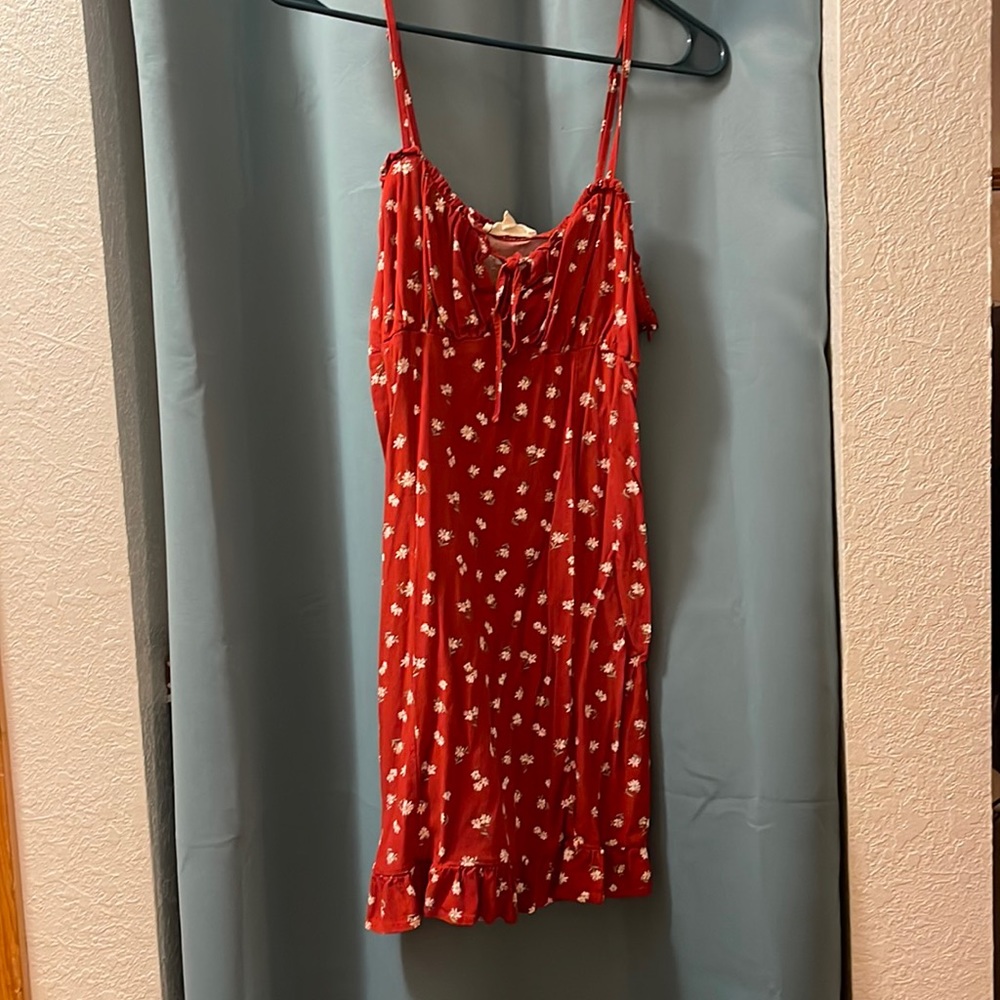 pacsun red floral mini dress